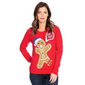Broken Gingerbread Man Ugly Christmas Sweater Sz M